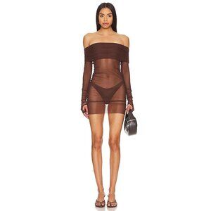 Bananhot Lena Mini Dress in Dark Brown Mesh